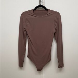 Abercrombie & Fitch Mauve-Taupe Long Sleeve Crewneck Bodysuit
